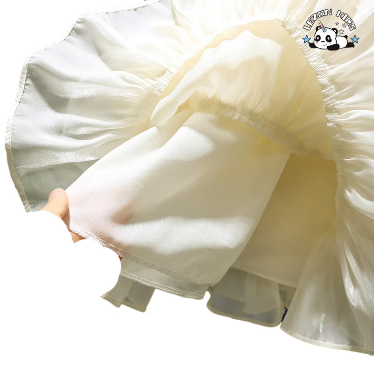 LEZONKIDS - 2024 New Fashionable Suspender Satin fabric kids dress Children's Puffy  Cake Girls Dress